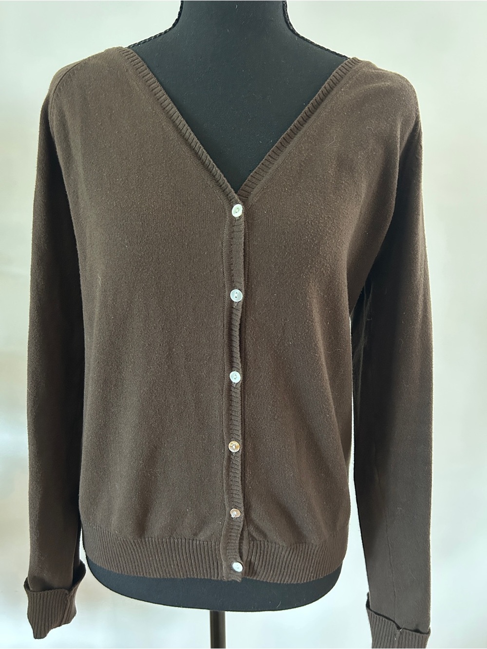 Classic Brown V-Neck Button Front Cardigan